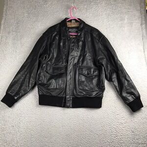 Excelled Type A-2 Leather Flight Jacket Mens M Reg Black Bomber Vintage